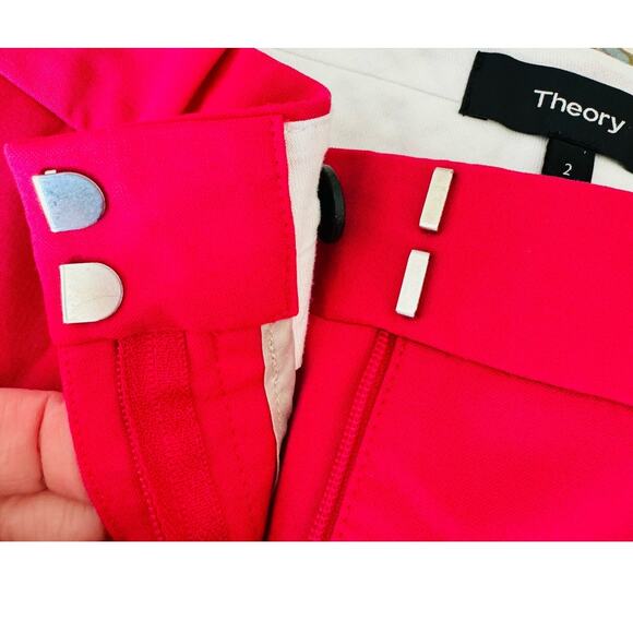 Theory Womens Treeca 2 Good Wool Cropped Watermelon Pink Tailored Dress Pants 2 - Picture 7 of 15